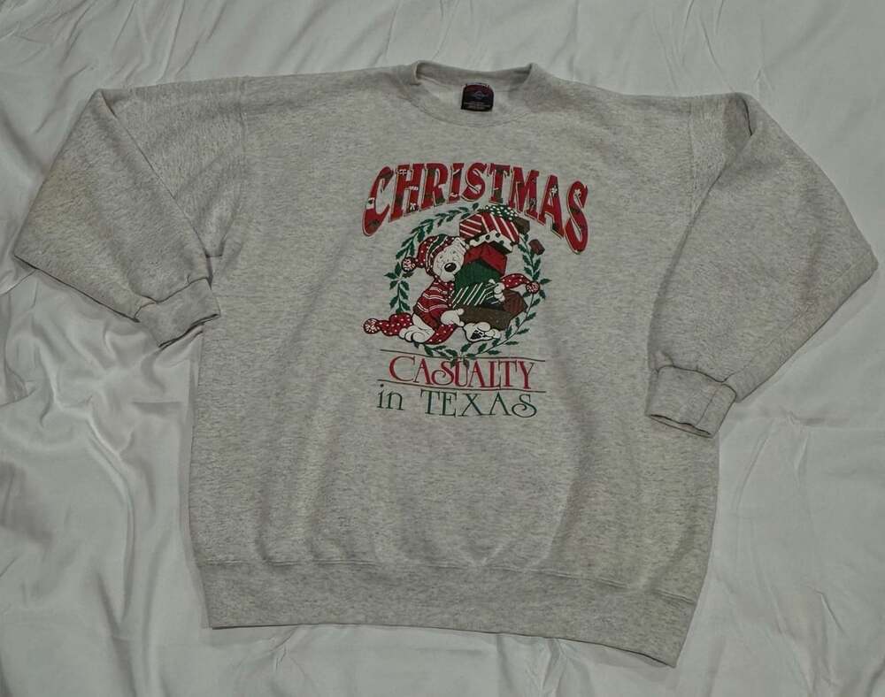 90’s Garment Graphics Christmas Sweatshirt Size L Gray Vintage